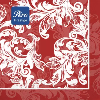 Салфетки бумажные Pero Prestige 3-слойные Муар бордо 33х33см 20шт