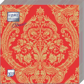 Салфетки Home collect classic бумажные золото на красном 3сл 20л