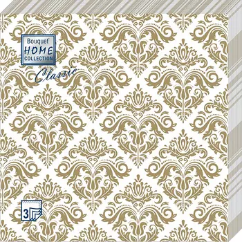 Салфетки Home collect premium бумажные золотой орнамент 40х40 3сл 20л