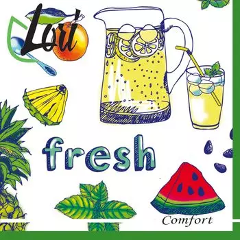 Салфетки Lori Comfort бумажные Фреш 2х-слойные 33х33 см, 16 шт