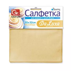 Салфетка Grifon De Luxe из микрофибры для стекла, 30х30 см, 1 шт