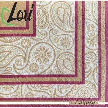 Салфетки Lori Luxury бордо 3х-слойные 33х33 см, 16 шт