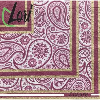 Салфетки Lori Luxury бордо бумажные 3х-слойные 33х33 см, 16 шт