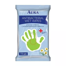 Салфетки влажные Aura Ромашка антибактериальные 72 шт