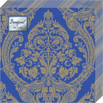 Салфетки Bouquet de luxe бумажные золото на синем 24х24 3сл 25л