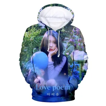 2024 K-pop певица IU толстовка с капюшоном 3D с длинными рукавами мужская/женская повседневная уличная одежда с капюшоном унисекс Lee Ji-eun пуловер детское пальто S