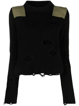 Джемпер с эффектом потертости MM6 Maison Margiela, черный