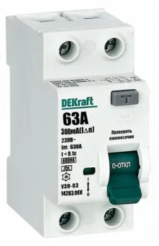 УЗО DEKraft 14283DEK ВДТ 2P 63А 300мА тип A 6кА