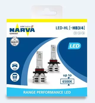 Светодиод HB3/HB4 12V/24V 6500K Range Performance LED (упаковка 2 шт.) (NARVA)