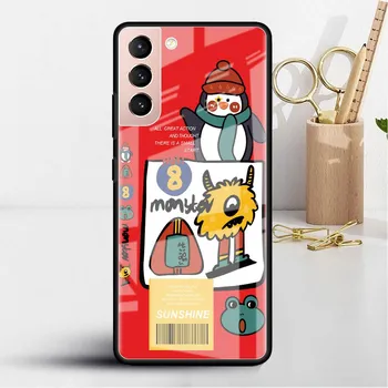 Стеклянный чехол для Samsung Galaxy S22 S20 FE S21 5G S10 S9 Plus Note 10 20 Lite закаленный чехол для телефона с рождественским рисунком снеговика Leather