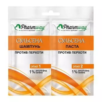 Шампунь п/перхоти+Паста п/перхоти 1% Pharmway Сульсен Витэкс 10+10мл