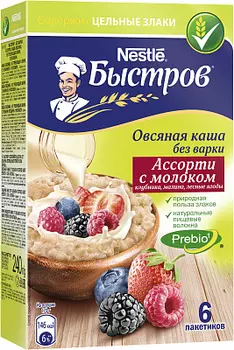 Каша овсяная Пребио ассорти сливки Быстров
