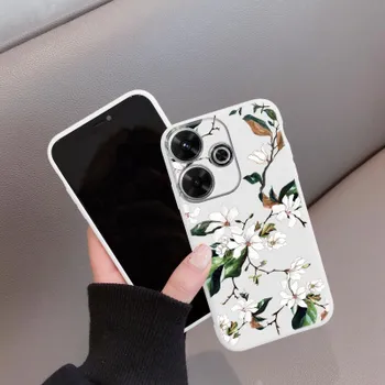 Мягкий силиконовый чехол с цветами для Samsung A55 A35 M35 S24 Xiaomi Redmi Note 13 Pro 13C 14 Poco C65 iPhone Huawei Honor 200 Realme Camera Противоударный чехол Samsung Galaxy S9 Plus фиолетовый