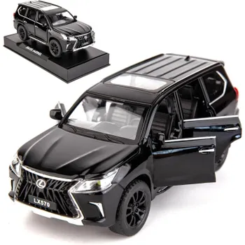 Внедорожник Lexus LX570 в масштабе 1/32, модель роскошного внедорожника, игрушечный автомобиль из цинкового сплава со звуком и светом для детей, подарок для мальчиков и девочек 1/32-Size:16*7*6cm белый