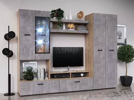 Модульная гостиная Ненси New Бетон (Миф)
