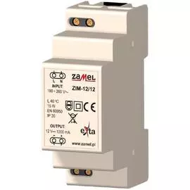 Zamel Блок питания импульсный 230VAC/12VDC 1200мА IP20 на DIN рейку 2мод