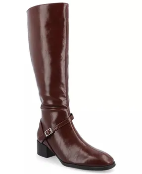 Женские сапоги для верховой езды Rhianah Wide Width Block Heel до колена Journee Collection, коричневый