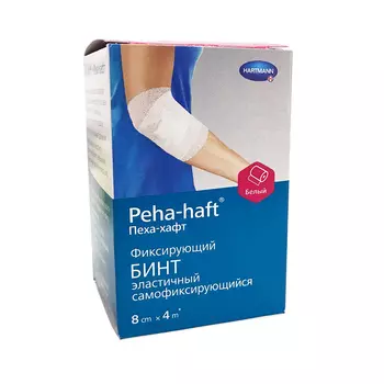Peha-haft Бинт когезивный 4 м x 8 см белый самофиксирующийся без латекса