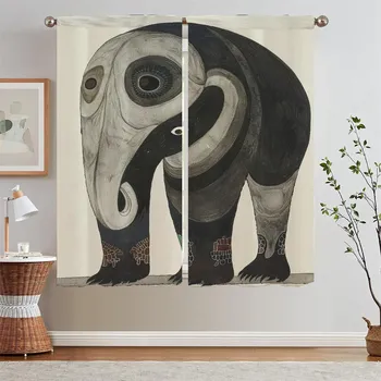 Artist Kenojuak Ashevak Curtains Child Room Customs Free Shipping Products Kitchen Curtains for Bedroom Decoration Curls Blind W50xH70cmx2pcs-CL