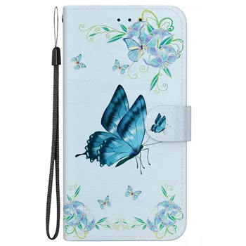 Кожаный чехол с цветочным принтом и бабочками для Samsung Galaxy S25Plus S24 S23 Ultra, подставка-кошелек с отделениями для карт, чехол-книжка, кобура для Galaxy Note10 Note20 M55 M14 Samsung Galaxy S10