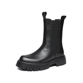 Прямые поставки Martin Boots Осенние дышащие мужские кожаные туфли средней и высокой высоты Ботинки Tooling Boots Корейская версия Британский стиль Короткие ботинки 9612-T 38 чёрный