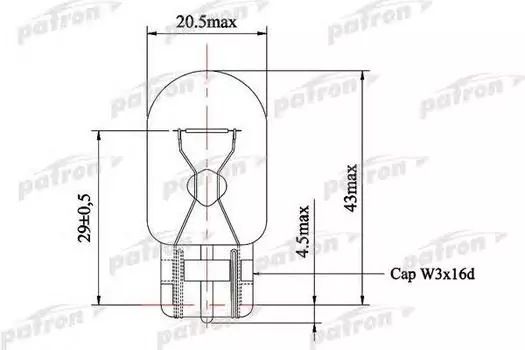 ЛАМПА НАКАЛИВАНИЯ (10ШТ В УПАКОВКЕ) W21W 12V NVA CP W3X16D