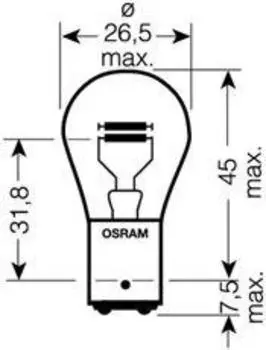ЛАМПА P21/4W 12V-21/4W (BAZ15D) (БЛИСТЕР 2ШТ.)