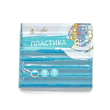 Пластика (пластилин отверждаемый) брус 56 гр. с блестками (262 бирюзовый с блестками)