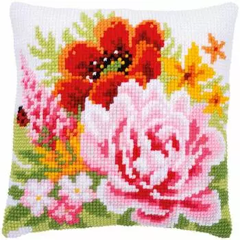 PN-0184990 Подушка Vervaco 'Разноцветные цветы' 40x40см