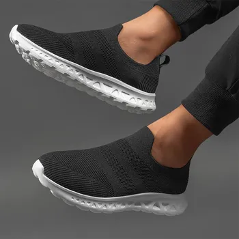 Мужские кроссовки Slip On весна-лето повседневные кроссовки Slip Ins для бега на открытом воздухе обувь для ходьбы нескользящая сетчатая обувь 40
