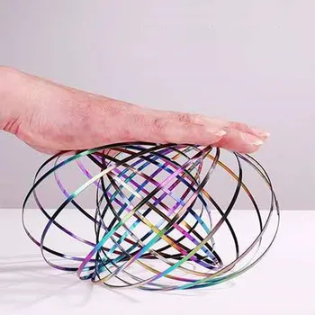 Новое волшебное кольцо Toroflux Torofluxus Flowtoy Удивительное кольцо Flow Toys Кинетическая весенняя игрушка Забавная игра на открытом воздухе Интеллектуальная игрушка Непоседа серебряный