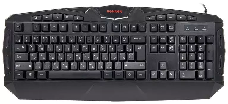 Клавиатура проводная игровая Sonnen Q9M USB 104 клавиши+10 мультимедийных RGB черная