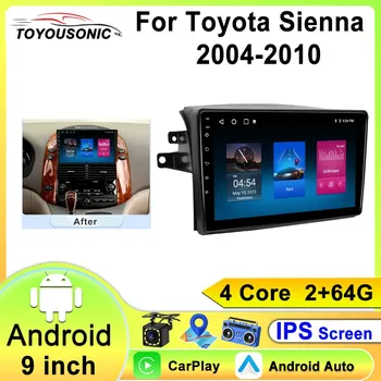Автомобильное радио Android для Toyota Sienna 2 XL20 2003 2004-2010 Carplay Android Auto беспроводной Bluetooth автомобильный мультимедийный плеер стерео 4 core 1GB+32GB carplay