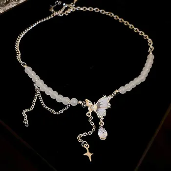GemChic женское новое изысканное ожерелье с бабочкой и кристаллами циркония, модная сладкая цепочка на ключицу, подарок на день рождения, Рождество, ювелирные изделия