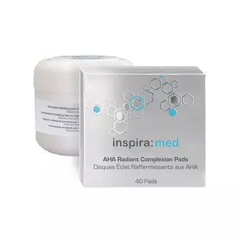 Inspira Cosmetics Эксфолиирующие диски ежедневного использования с AHA-кислотами для обновления и сияния кожи AHA Radiant Complexion Pads, 40 шт (Inspira Cosmetics, Inspira Med)