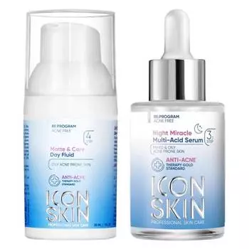 Icon Skin Набор "Базовый уход": мультикислотная сыворотка 30 мл + флюид 30 мл (Icon Skin, Re:Program)