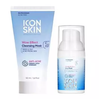 Icon Skin Набор для устранения жирного блеска: маска 50 мл + флюид 30 мл (Icon Skin, Re:Program)
