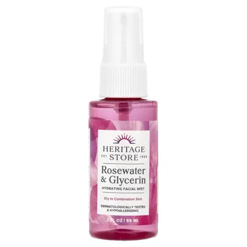 Heritage Store, Rosewater & Glycerin, увлажняющий спрей для лица, 2 жидких унции (59 мл)