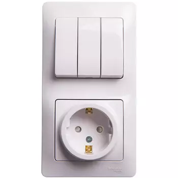 Блок розетки с выключателем Schneider Electric Glossa GSL000178 трехклавишный белый
