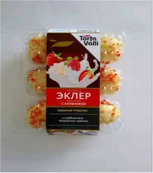 Пирожное эклер творожный с клубникой 55 г
