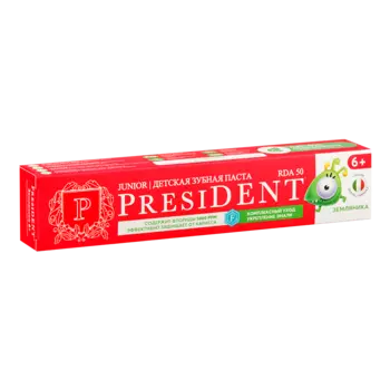 PresiDENT Паста зубная детская с 6лет с фтором 70 г Земляника
