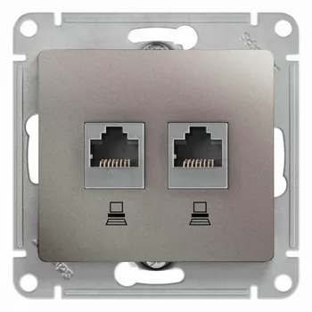 Розетка компьютерная Systeme Electric Glossa встраиваемая платина 2хRJ45 (GSL001285KK)