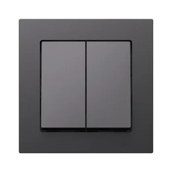 Выключатель Systeme Electric AtlasDesign двухклавишный встраиваемый базальт (ATN001452)