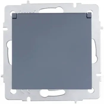 Розетка встраиваемая Lezard Vesna 742-3488-123B с заземлением с крышкой цвет графит