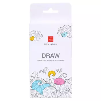 Набор мелковых фломастеров, 6 шт, с ароматами, пластик, цветные, Draw