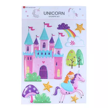 Набор наклеек, 42х28 см, 8 шт, одноразовые, ПВХ, Замок принцессы, Unicorn