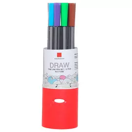 Набор ручек шариковых, 12 шт, цветные, в тубе, Draw