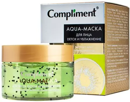 Aqua-маска для лица Compliment Detox и увлажнение с экстрактом киви и ниацинамидом 100мл