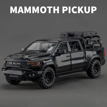 New 1:32 Dodge RAM 1000 TRX Mammoth Picku Alloy Car Model with Sound and Light Pull Back Children s Toy Collectible Birthday Gift чёрный