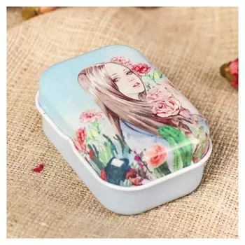 Шкатулка металл прямоугольная "Flowers" 2,5х6х4 см